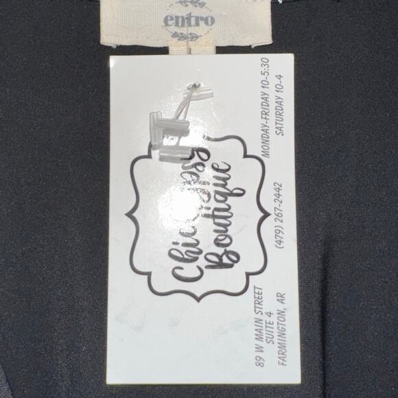 NWT Entro Black Satin Short Sleeve Collared Wrap Midi Dress Size Large - Picture 7 of 13